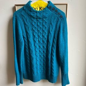 Sweater turquoise, cable, PM,  warm